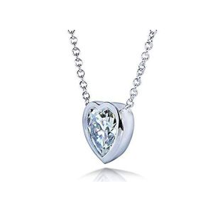 16inch 14K Gold Necklaces Heart Bezel style with 6x6mm Moissanite