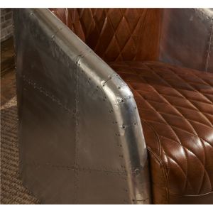Strong Aviator Style Chair With Aluminium Back And Top Grain Ox Leather Cushion