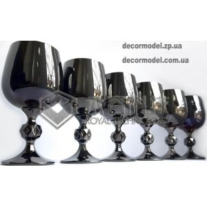PVD glass goblets transparent silver, transparent gold, transparent rainbow
