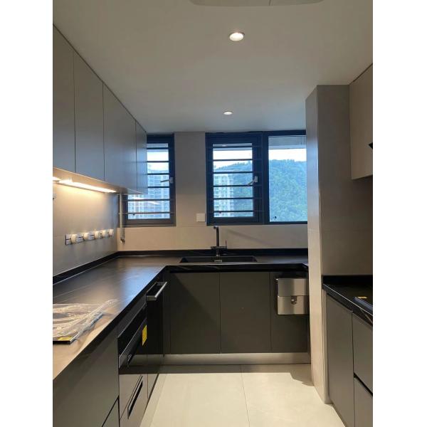 Modern Stainless Steel Cabinets Quartz Facet Home Kitchen Cabinet Custom