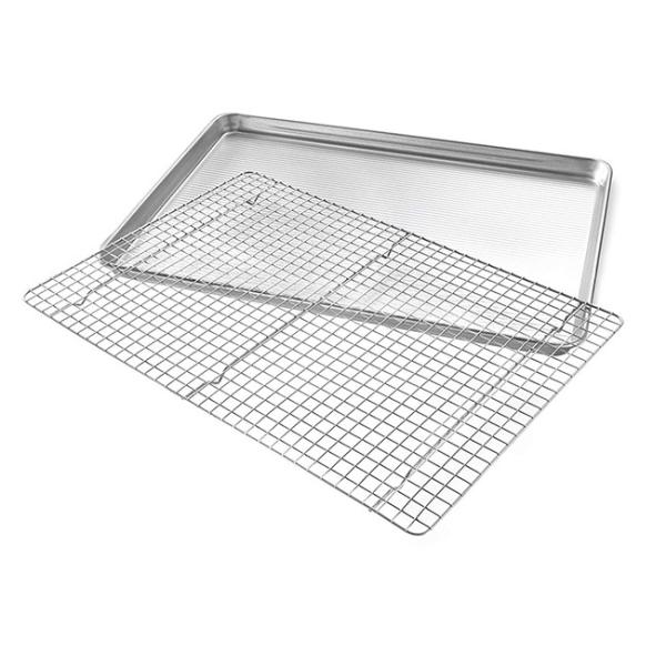Stainless Steel Wire Mesh Baking Tray , Bakeable Cooling Rack Set