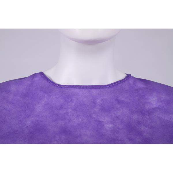 Round Neck Disposable Reinforced Surgical Gown Fluid Resistant Purple Isolation Gown