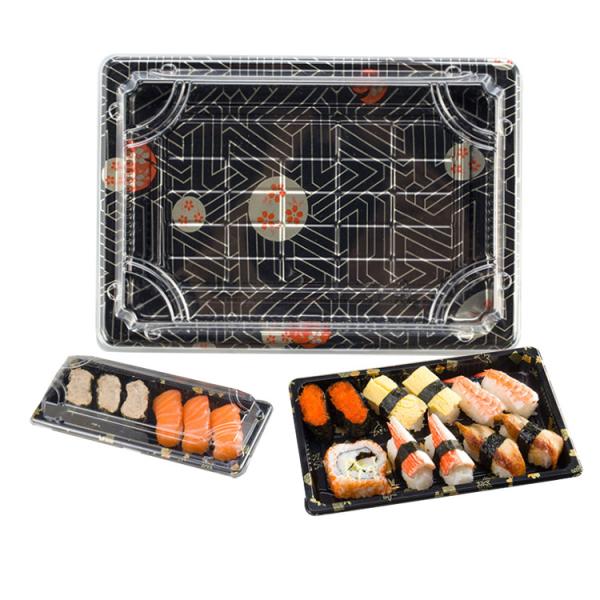 Buy Recyclable Plastic Sushi Takeaway Containers With Clear Lid at wholesale prices