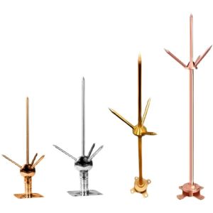 Brass Lighting Rod Three-Pole Copper Air Terminals Detachable Lightning