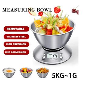 Detachable Metal Bowl Digital Stainless Steel Kitchen Scales Battery-Powered