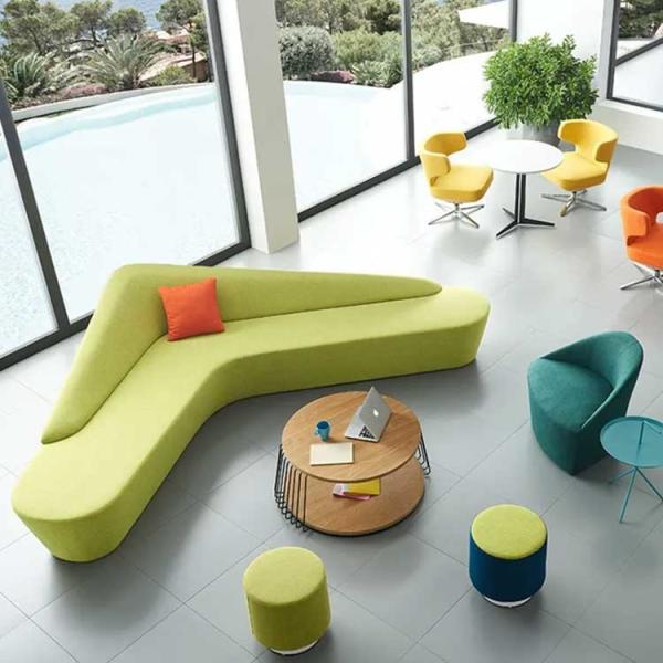 V Shaped Office Lounge Sofa 800Hmm Comfortable Fabric For Office Room