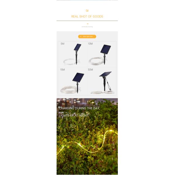 SMD 5050 LED Solar Strip Light , IP67 Flexible Decorative Rope Lights 3500K