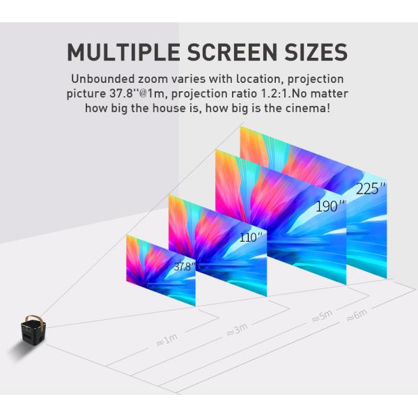 Flyin P12 1080P Max 4K Mini Projector 9000mAh Battery Outdoor Video 400 ANSI Lumens Android 9 2GB/16GB DLP Link 3D Proyector