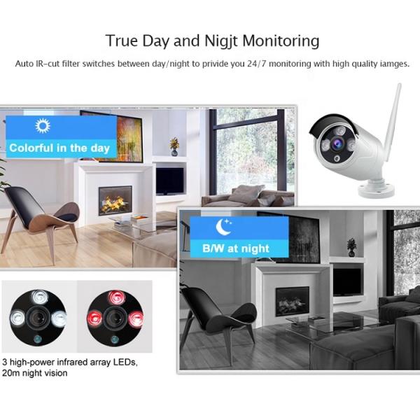 Outdoor 8 Channel NVR CCTV Kit H.265 1080P 2.0MP HD WIFI Wireless IP Cameras