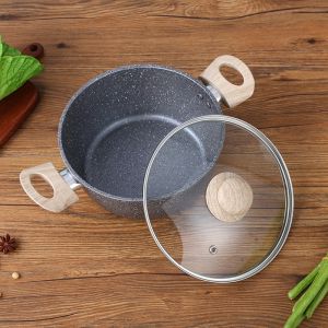 8Pcs Maifan Stone Nonstick Aluminium Cooking Pot Set Grey Color