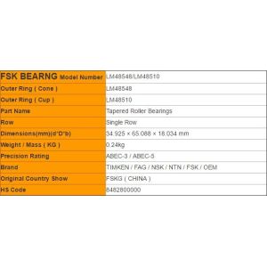 LM48548 / LM48510 Automotive Rolling Bearing Front Wheel Bearing SANTANA Spare