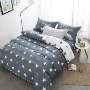 Quality Grey And White Polyester Home Bedding Sets Embroidered Printed Queen Size for sale