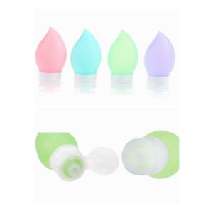 Short Tour Silicone Travel Containers Drop Shape Silicone PP With Plastic Lid
