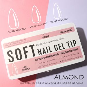 Full Cover Almond Shaped Artificial Soft Gel Nail Extension Tips 500pc Empty