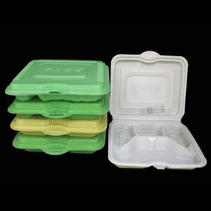 5 Compartment Plastic Takeaway Container Hinged Clamshell Lightweight