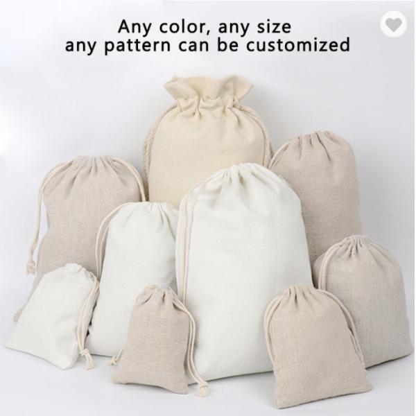 Personalized Colorful Small Muslin Cotton Fabric Bag Drawstring Pouch Wholesale