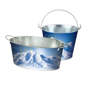 DADI Tinplate Metal Ice Bucket Large Drinks Cooler Backyard Beverage Tub Offset