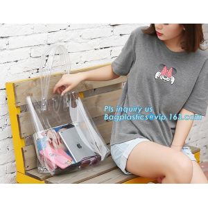 Quality Women Handbag PVC Single Shoulder Bag with Handles, Lady's Jelly Transparent PVC Beach Handbag Tote Shoulder Bag &amp; Mini for sale