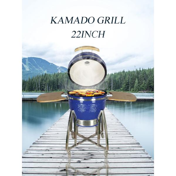 KIMSTONE Kamado 22 Inch L Keramik Grill Blue Barbeque Charcoal Industrial Machine Mini Chicken Griller BBQ Egg Grill Smoker