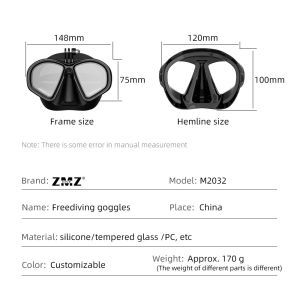 OEM Freediving Easy Breathe Snorkel Mask Scuba 100cc