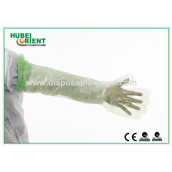 Disposable Arm Sleeves With Gloves , Waterproof Polythene Long Gloves 84 Cm