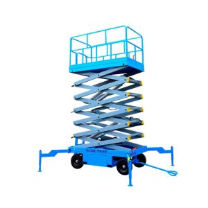 Blue Towable Scissor Lift Electric Platform Lift 1 Ton 4m Height