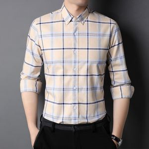 100% Cotton Plaid Western Fashionable Mens Shirts Half Long Sleeve Plus Size In