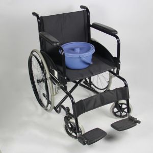 Barebone Folding Steel Wheelchair Solid Castor Easy Assemble