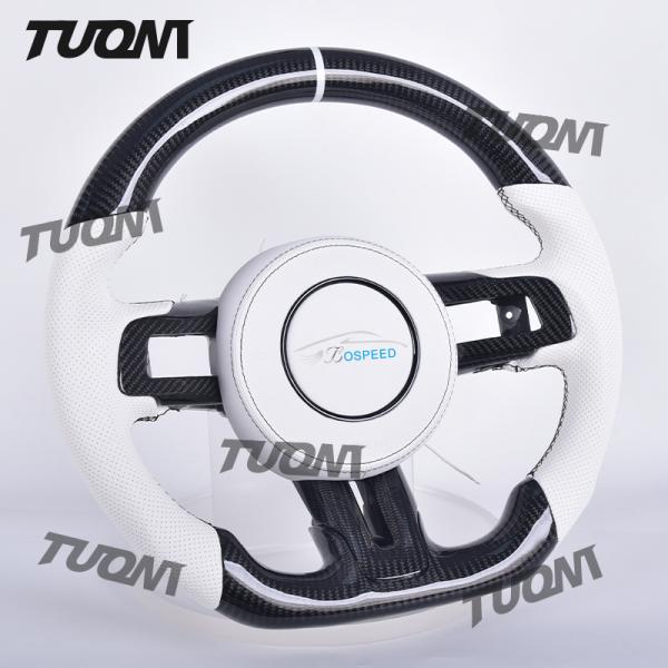 Custom Leather Grip Ford Mustang Carbon Fiber Steering Wheel with Bolt On Installation