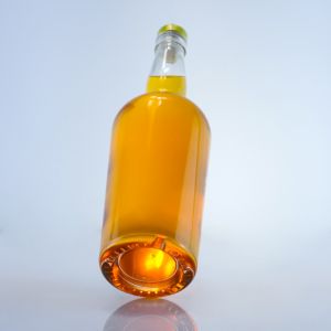 Customized Logo 750ml Clear Flint Round Glass Bottle for Gin Rum Champagne
