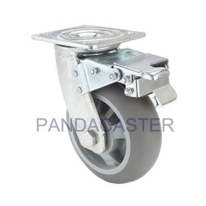 China 150mm Heavy Duty Casters Gray Thermoplastic Rubber Wheels With Brake on sale