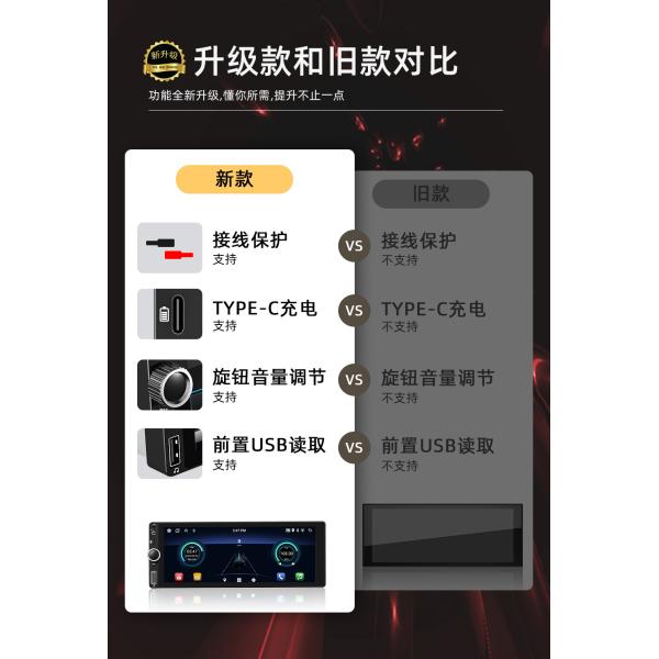 Creatall 6.86 Inch All-In-One Wireless Dashboard Carplay Smart Android GPS Navigation HD Reversing Image for Bluetooth