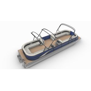 Blue White Panel Pontoon Boat with Four Side Sofa Seating for 18-22 People