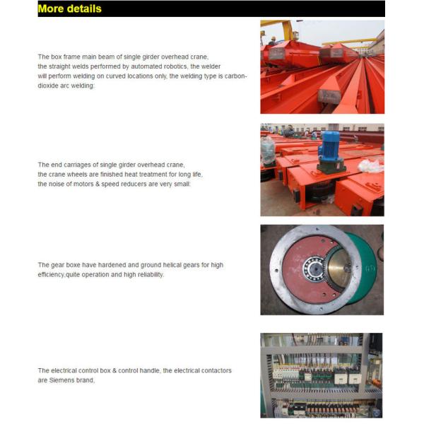 Wire Rope Single Girder Overhead Crane / Electric Overhead Travelling Crane