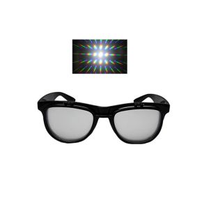 Flip Up Double 3D Diffraction Prism Fireworks Rave Gratings Glasses Black Red