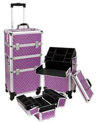 Customized Logo Makeup Organiser Trolley , Cosmetic Trolley Case With Removable