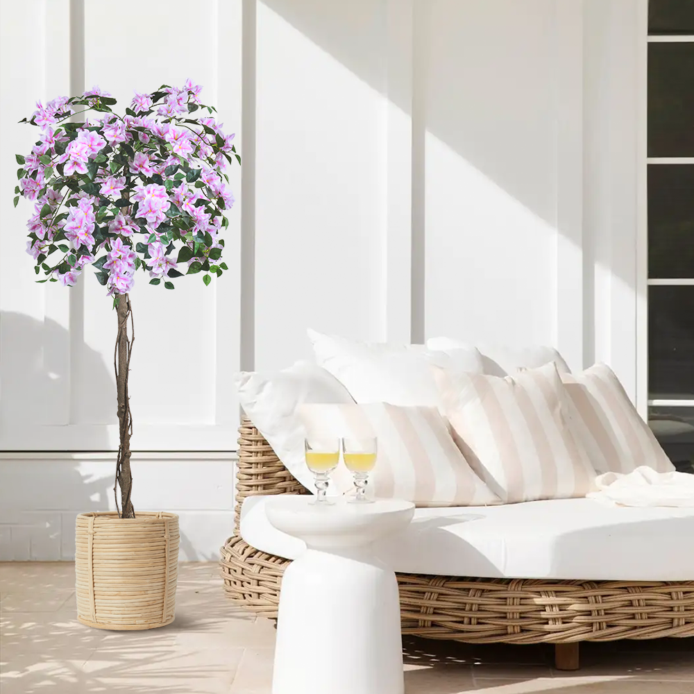 Artificial Light Pink Bougainvillea Tree, 47/63/75 inch, UV Resistant Faux Plant