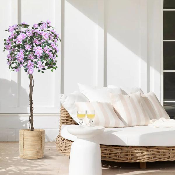 Artificial Light Pink Bougainvillea Tree, 47/63/75 inch, UV Resistant Faux Plant