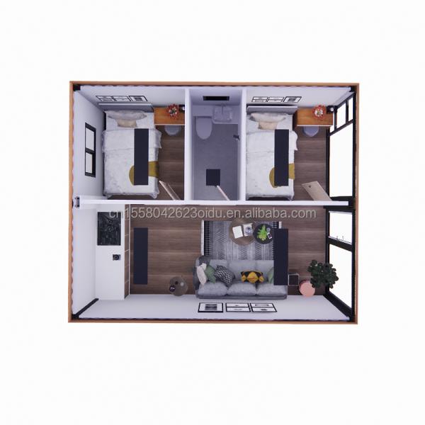 Prefabricated Wooden Glass Sunlight House Container House with Customized Color and Wall 50/75/100mm Wave Sandwich Panel
