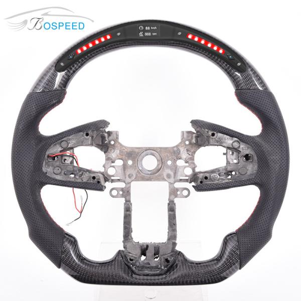 Honda Led Red Stripe Forged Carbon Steering Wheel Black Leather Perforated