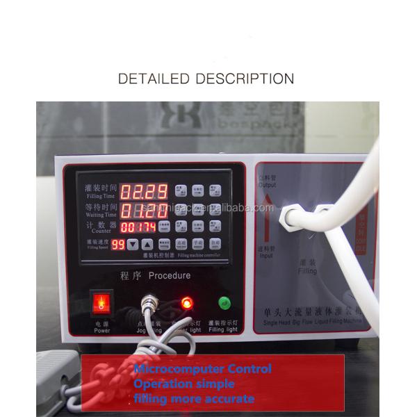 Food Grade Small Liquid Filling Machine Semi-automatic 304 Stainless Steel for Juice, Honey, Oil, Soda Water 17L/min