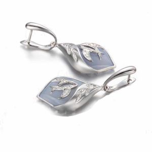 Quality Women Jewelry Rose Gold Blue Chalcedony Dangle Earrings (GDE016) for sale
