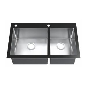 China Household Rectangular Kitchen Sink With Drainboard Double Bowl Style on sale