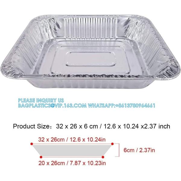 12.5inX10in/32X26cm Disposable Rectangle Large Aluminum Foil Trays Containers Baking Barbecues Turkey Chicken Beef