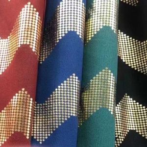 Polyester Custom Metal Foil Gold Printed Woven Fabric 148cm Width
