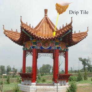 Glossy Chinese Glazed Roof Tiles Gazebo Pagoda Wooden Garden Pavilion