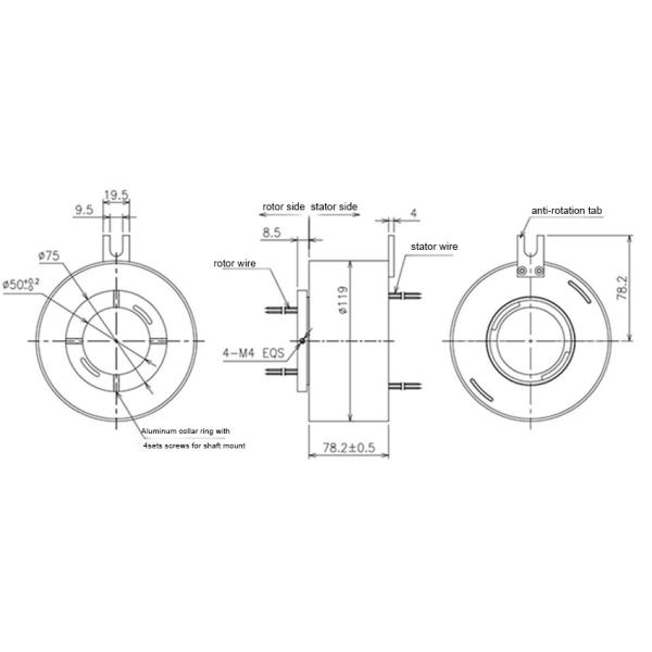 50 Mm Through Hole Slip Ring 12 * 10 A For Construction Engineering