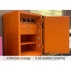 Leather-Covered Fireproof Jewelry Safe Limited Edition with Watch Winder