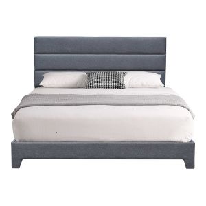 Modern King Size Upholstered Platform Bed With Adjustable Headboard Height