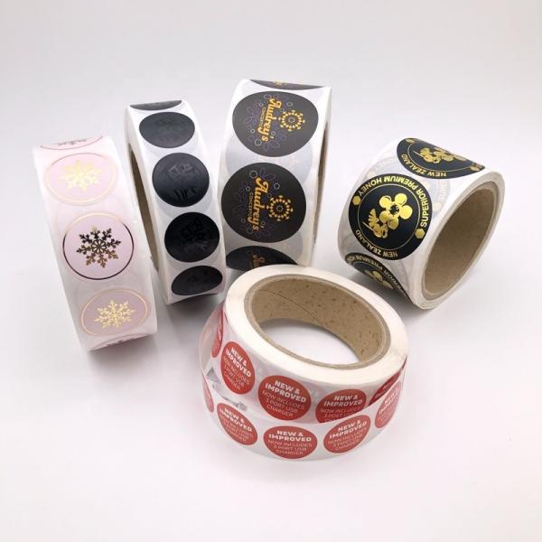 Custom Printed Logo Labels for Packaging Vinyl Waterproof Sticker Printing Roll Label Round Stickers